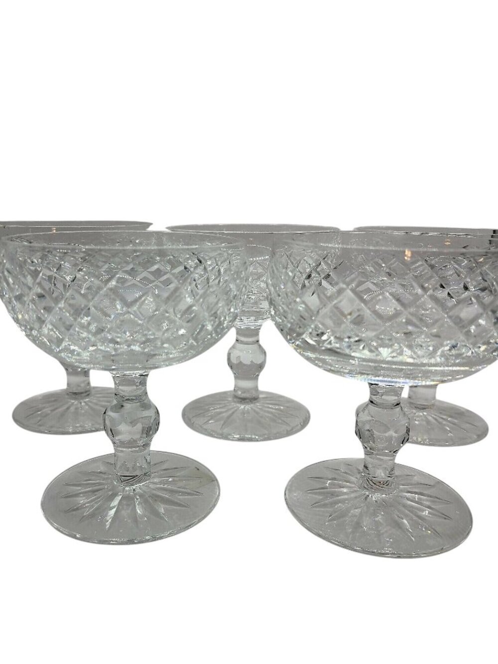 Vintage Waterford Crystal Boyne Champagne Coupes Sherbet Dishes Glasses Mint